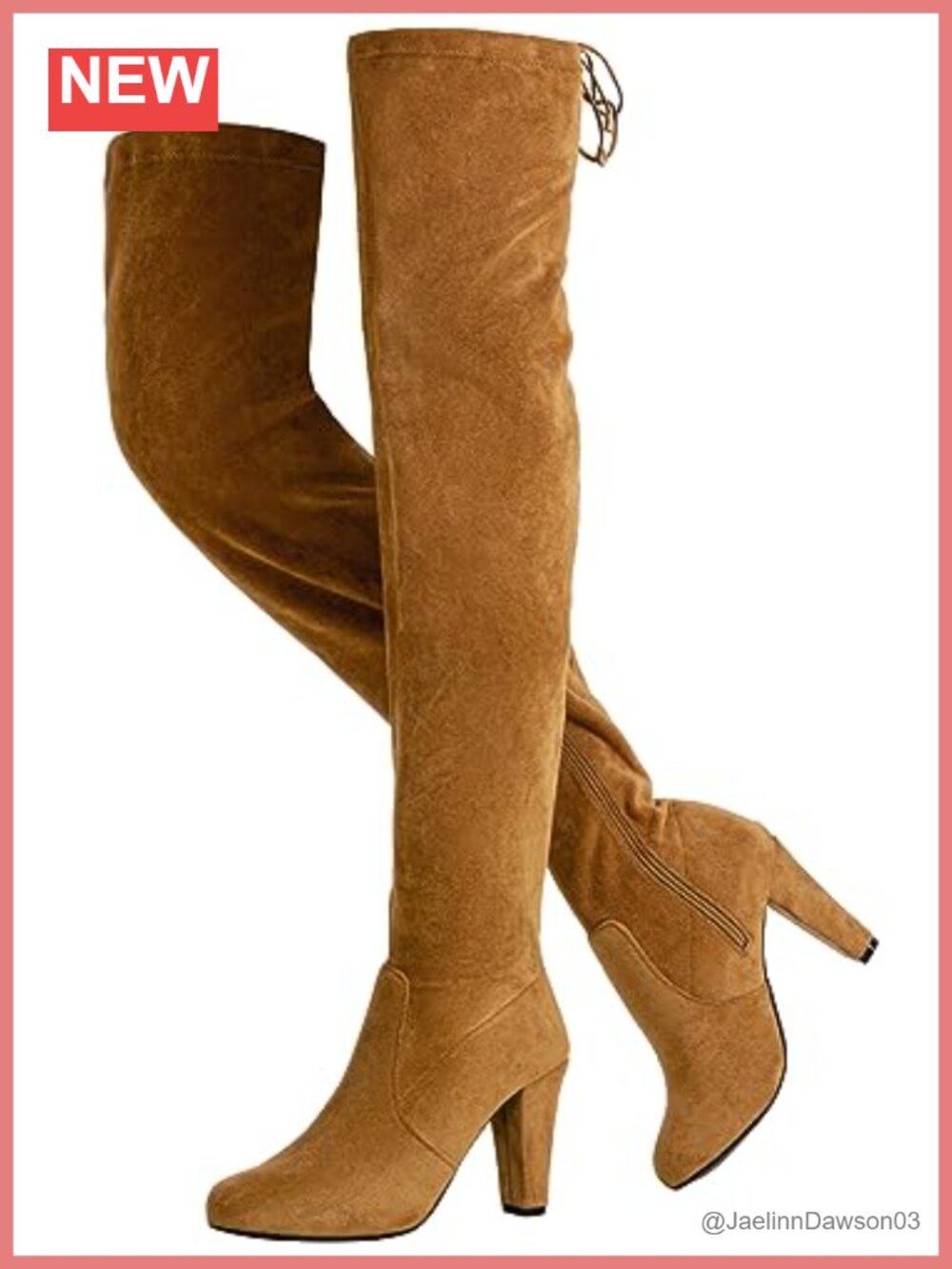 Over the Knee Thigh High Block Heel Boots Faux Suede Zip